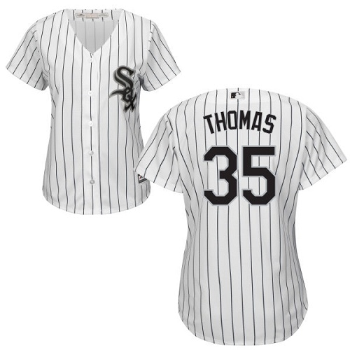 Chicago White Sox #35 Frank Thomas White(Black Strip) Home Womens Stitched MLB Jersey Chicago White Sox #35 Frank Thomas White(Black Strip) Home Womens Stitched MLB Jersey