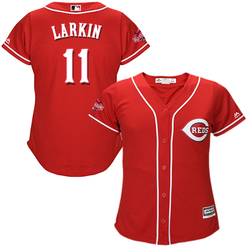 Cincinnati Reds #11 Barry Larkin Red Alternate Womens Stitched MLB Jersey Cincinnati Reds #11 Barry Larkin Red Alternate Womens Stitched MLB Jersey