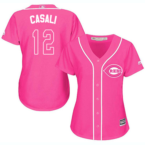 Cincinnati Reds #12 Curt Casali Pink Fashion Womens Stitched MLB Jersey Cincinnati Reds #12 Curt Casali Pink Fashion Womens Stitched MLB Jersey