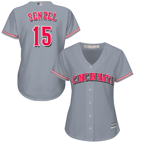 Cincinnati Reds #15 Nick Senzel Grey Road Womens Stitched MLB Jersey Cincinnati Reds #15 Nick Senzel Grey Road Womens Stitched MLB Jersey