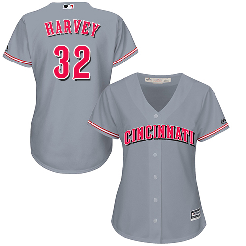 Cincinnati Reds #32 Matt Harvey Grey Road Womens Stitched MLB Jersey Cincinnati Reds #32 Matt Harvey Grey Road Womens Stitched MLB Jersey