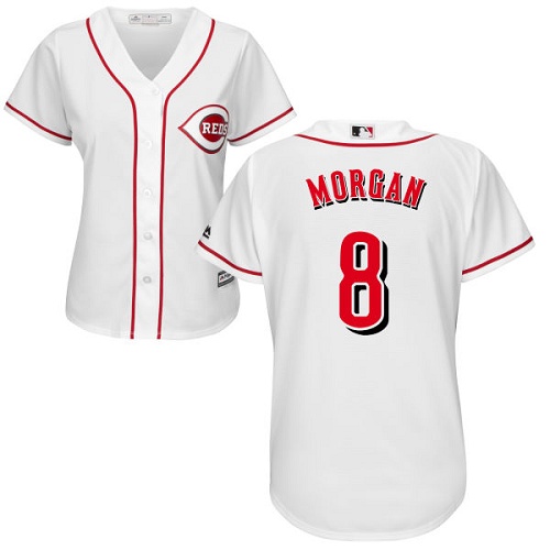 Cincinnati Reds #8 Joe Morgan White Home Womens Stitched MLB Jersey Cincinnati Reds #8 Joe Morgan White Home Womens Stitched MLB Jersey
