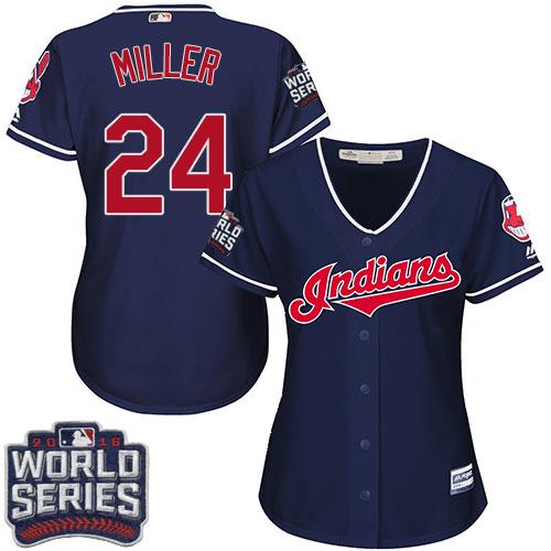 Cleveland Indians #24 Andrew Miller Navy Blue 2016 World Series Bound Womens Alternate Stitched MLB Jersey Cleveland Indians #24 Andrew Miller Navy Blue 2016 World Series Bound Womens Alternate Stitched MLB Jersey
