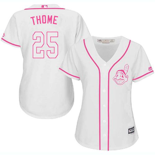 Cleveland Indians #25 Jim Thome White/Pink Fashion Womens Stitched MLB Jersey Cleveland Indians #25 Jim Thome White/Pink Fashion Womens Stitched MLB Jersey