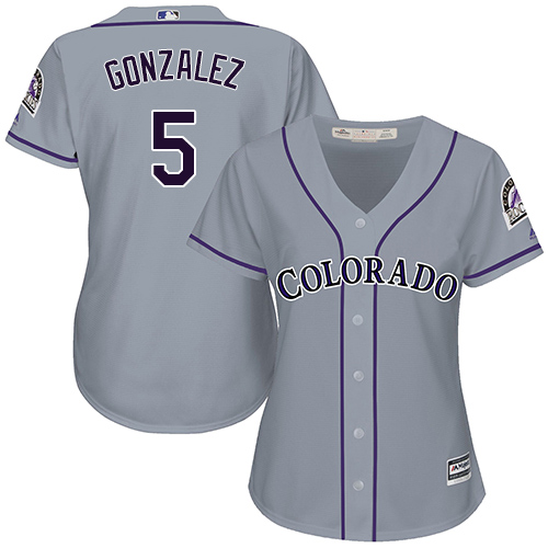 Colorado Rockies #5 Carlos Gonzalez Grey Road Womens Stitched MLB Jersey Colorado Rockies #5 Carlos Gonzalez Grey Road Womens Stitched MLB Jersey