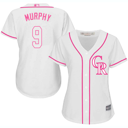 Colorado Rockies #9 Daniel Murphy White/Pink Fashion Womens Stitched MLB Jersey Colorado Rockies #9 Daniel Murphy White/Pink Fashion Womens Stitched MLB Jersey