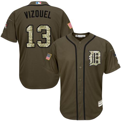 Detroit Tigers #13 Omar Vizquel Green Salute to Service Stitched Youth MLB Jersey Detroit Tigers #13 Omar Vizquel Green Salute to Service Stitched Youth MLB Jersey