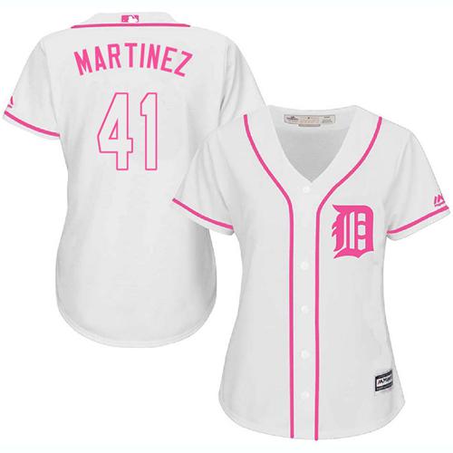 Detroit Tigers #41 Victor Martinez White/Pink Fashion Womens Stitched MLB Jersey Detroit Tigers #41 Victor Martinez White/Pink Fashion Womens Stitched MLB Jersey