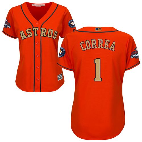 Houston Astros #1 Carlos Correa Orange 2018 Gold Program Cool Base Womens Stitched MLB Jersey Houston Astros #1 Carlos Correa Orange 2018 Gold Program Cool Base Womens Stitched MLB Jersey