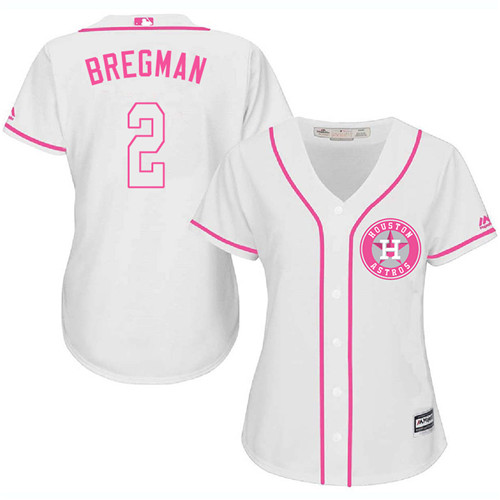 Houston Astros #2 Alex Bregman White/Pink Fashion Womens Stitched MLB Jersey Houston Astros #2 Alex Bregman White/Pink Fashion Womens Stitched MLB Jersey