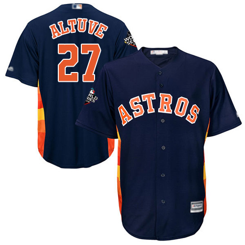 Houston Astros #27 Jose Altuve Navy Blue Cool Base 2019 World Series Bound Stitched Youth MLB Jersey Houston Astros #27 Jose Altuve Navy Blue Cool Base 2019 World Series Bound Stitched Youth MLB Jersey