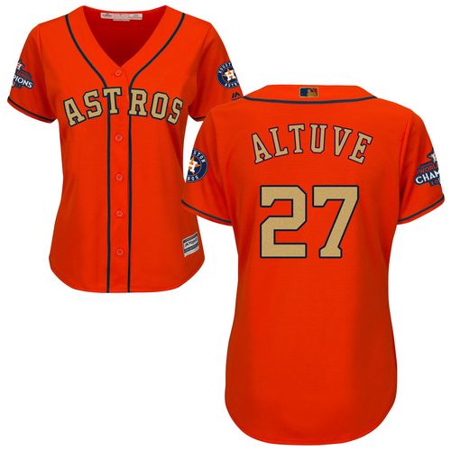Houston Astros #27 Jose Altuve Orange 2018 Gold Program Cool Base Womens Stitched MLB Jersey Houston Astros #27 Jose Altuve Orange 2018 Gold Program Cool Base Womens Stitched MLB Jersey