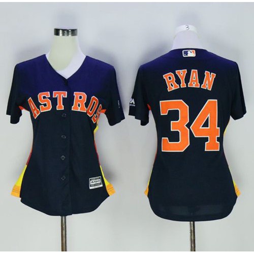Houston Astros #34 Nolan Ryan Navy Blue Alternate Womens Stitched MLB Jersey Houston Astros #34 Nolan Ryan Navy Blue Alternate Womens Stitched MLB Jersey