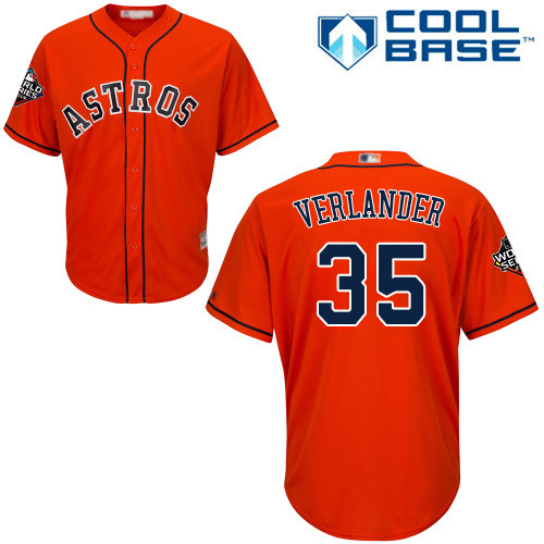 Houston Astros #35 Justin Verlander Orange Cool Base 2019 World Series Bound Stitched Youth MLB Jersey Houston Astros #35 Justin Verlander Orange Cool Base 2019 World Series Bound Stitched Youth MLB Jersey