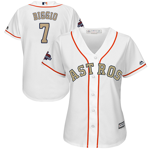 Houston Astros #7 Craig Biggio White 2018 Gold Program Cool Base Womens Stitched MLB Jersey Houston Astros #7 Craig Biggio White 2018 Gold Program Cool Base Womens Stitched MLB Jersey