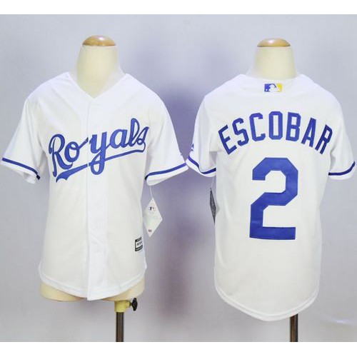 Kansas City Royals #2 Alcides Escobar White Cool Base Stitched Youth MLB Jersey Kansas City Royals #2 Alcides Escobar White Cool Base Stitched Youth MLB Jersey