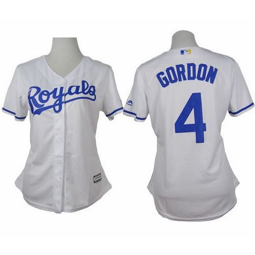 Kansas City Royals #4 Alex Gordon White Home Womens Stitched MLB Jersey Kansas City Royals #4 Alex Gordon White Home Womens Stitched MLB Jersey