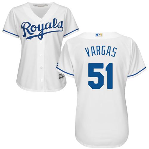 Kansas City Royals #51 Jason Vargas White Home Womens Stitched MLB Jersey Kansas City Royals #51 Jason Vargas White Home Womens Stitched MLB Jersey