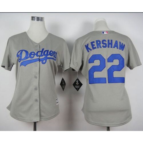 Los Angeles Dodgers #22 Clayton Kershaw Grey Alternate Road Womens Stitched MLB Jersey Los Angeles Dodgers #22 Clayton Kershaw Grey Alternate Road Womens Stitched MLB Jersey