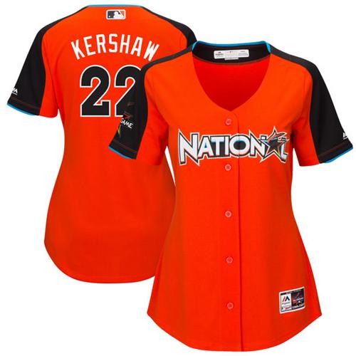 Los Angeles Dodgers #22 Clayton Kershaw Orange 2017 All-Star National League Womens Stitched MLB Jersey Los Angeles Dodgers #22 Clayton Kershaw Orange 2017 All-Star National League Womens Stitched MLB Jersey