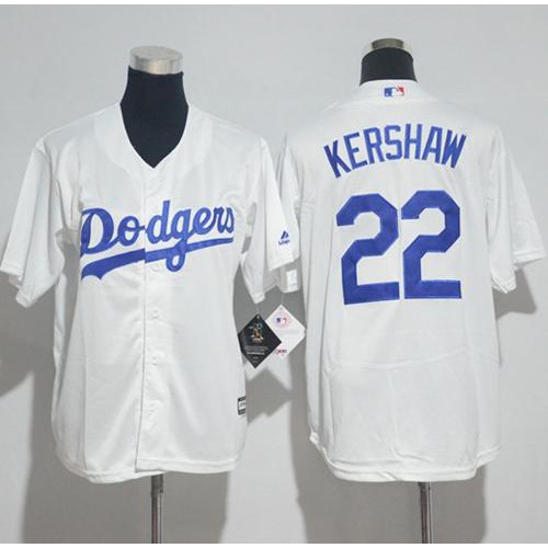 Los Angeles Dodgers #22 Clayton Kershaw White Cool Base Stitched Youth MLB Jersey Los Angeles Dodgers #22 Clayton Kershaw White Cool Base Stitched Youth MLB Jersey