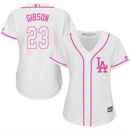 Los Angeles Dodgers #23 Kirk Gibson White/Pink Fashion Womens Stitched MLB Jersey Los Angeles Dodgers #23 Kirk Gibson White/Pink Fashion Womens Stitched MLB Jersey