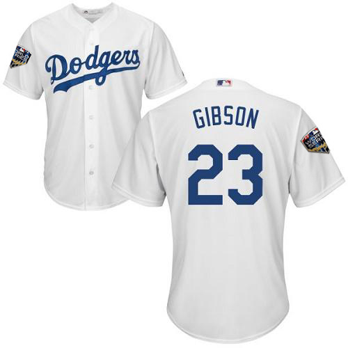 Los Angeles Dodgers #23 Kirk Gibson White Cool Base 2018 World Series Stitched Youth MLB Jersey Los Angeles Dodgers #23 Kirk Gibson White Cool Base 2018 World Series Stitched Youth MLB Jersey