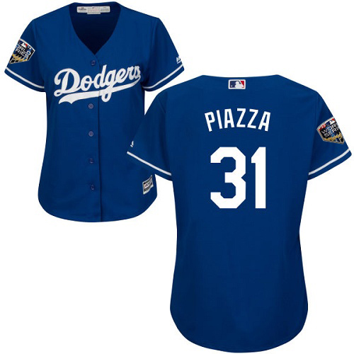 Los Angeles Dodgers #31 Mike Piazza Blue Alternate 2018 World Series Womens Stitched MLB Jersey Los Angeles Dodgers #31 Mike Piazza Blue Alternate 2018 World Series Womens Stitched MLB Jersey
