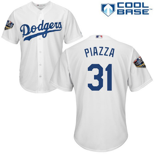 Los Angeles Dodgers #31 Mike Piazza White Cool Base 2018 World Series Stitched Youth MLB Jersey Los Angeles Dodgers #31 Mike Piazza White Cool Base 2018 World Series Stitched Youth MLB Jersey