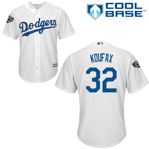 Los Angeles Dodgers #32 Sandy Koufax White Cool Base 2018 World Series Stitched Youth MLB Jersey Los Angeles Dodgers #32 Sandy Koufax White Cool Base 2018 World Series Stitched Youth MLB Jersey