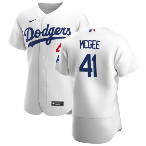 Los Angeles Dodgers #41 Jake McGee Mens Nike White Home 2020 Authentic Player MLB Jersey Los Angeles Dodgers #41 Jake McGee Mens Nike White Home 2020 Authentic Player MLB Jersey