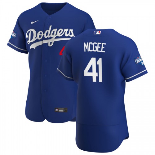 Los Angeles Dodgers #41 Jake McGee Mens Nike Royal Alternate 2020 World Series Champions Authentic Player MLB Jersey Los Angeles Dodgers #41 Jake McGee Mens Nike Royal Alternate 2020 World Series Champions Authentic Player MLB Jersey