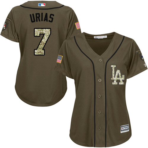 Los Angeles Dodgers #7 Julio Urias Green Salute to Service Womens Stitched MLB Jersey Los Angeles Dodgers #7 Julio Urias Green Salute to Service Womens Stitched MLB Jersey