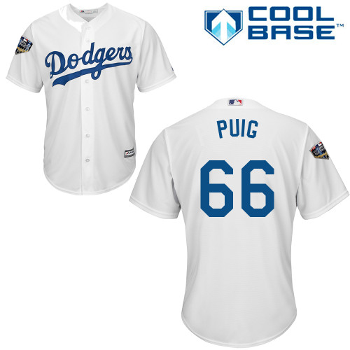 Los Angeles Dodgers #66 Yasiel Puig White Cool Base 2018 World Series Stitched Youth MLB Jersey Los Angeles Dodgers #66 Yasiel Puig White Cool Base 2018 World Series Stitched Youth MLB Jersey