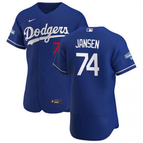 Los Angeles Dodgers #74 Kenley Jansen Mens Nike Royal Alternate 2020 World Series Champions Authentic Player MLB Jersey Los Angeles Dodgers #74 Kenley Jansen Mens Nike Royal Alternate 2020 World Series Champions Authentic Player MLB Jersey