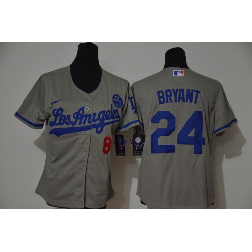 Los Angeles Dodgers #8 #24 Kobe Bryant Youth Nike Grey Cool Base 2020 KB Patch MLB Jersey Los Angeles Dodgers #8 #24 Kobe Bryant Youth Nike Grey Cool Base 2020 KB Patch MLB Jersey