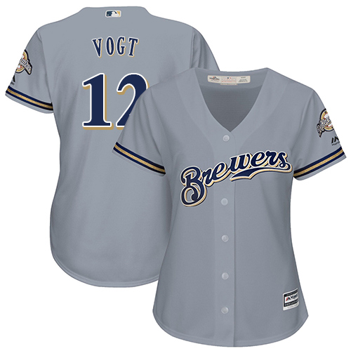 Milwaukee Brewers #12 Stephen Vogt Grey Road Womens Stitched MLB Jersey Milwaukee Brewers #12 Stephen Vogt Grey Road Womens Stitched MLB Jersey