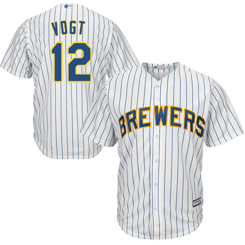 Milwaukee Brewers #12 Stephen Vogt White Strip Cool Base Stitched Youth MLB Jersey Milwaukee Brewers #12 Stephen Vogt White Strip Cool Base Stitched Youth MLB Jersey
