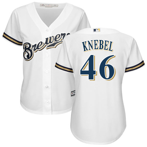 Milwaukee Brewers #46 Corey Knebel White Home Womens Stitched MLB Jersey Milwaukee Brewers #46 Corey Knebel White Home Womens Stitched MLB Jersey