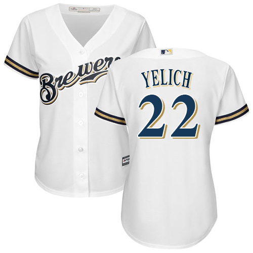 Milwaukee Brewers #22 Christian Yelich White Home Womens Stitched MLB Jersey Milwaukee Brewers #22 Christian Yelich White Home Womens Stitched MLB Jersey