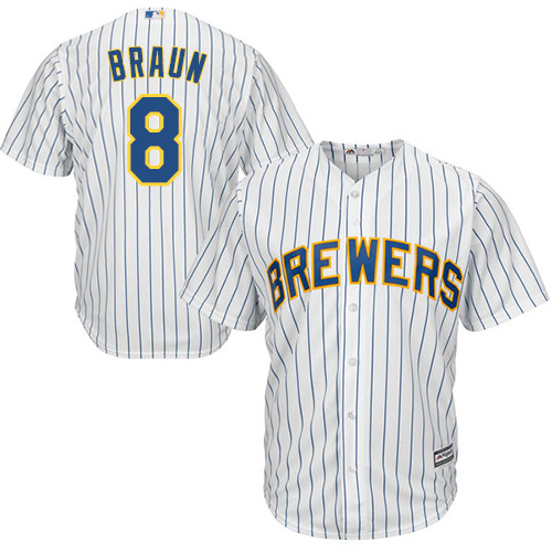Milwaukee Brewers #8 Ryan Braun White(blue stripe) Cool Base Stitched Youth MLB Jersey Milwaukee Brewers #8 Ryan Braun White(blue stripe) Cool Base Stitched Youth MLB Jersey