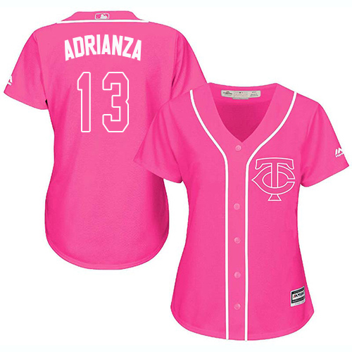 Minnesota Twins #13 Ehire Adrianza Pink Fashion Womens Stitched MLB Jersey Minnesota Twins #13 Ehire Adrianza Pink Fashion Womens Stitched MLB Jersey