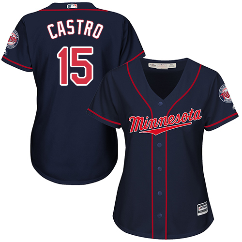 Minnesota Twins #15 Jason Castro Navy Blue Alternate Womens Stitched MLB Jersey Minnesota Twins #15 Jason Castro Navy Blue Alternate Womens Stitched MLB Jersey