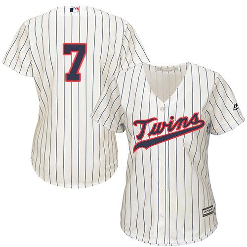 Minnesota Twins #7 Joe Mauer Cream Strip Alternate Womens Stitched MLB Jersey Minnesota Twins #7 Joe Mauer Cream Strip Alternate Womens Stitched MLB Jersey