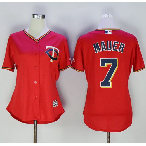 Minnesota Twins #7 Joe Mauer Red Womens Alternate Stitched MLB Jersey Minnesota Twins #7 Joe Mauer Red Womens Alternate Stitched MLB Jersey