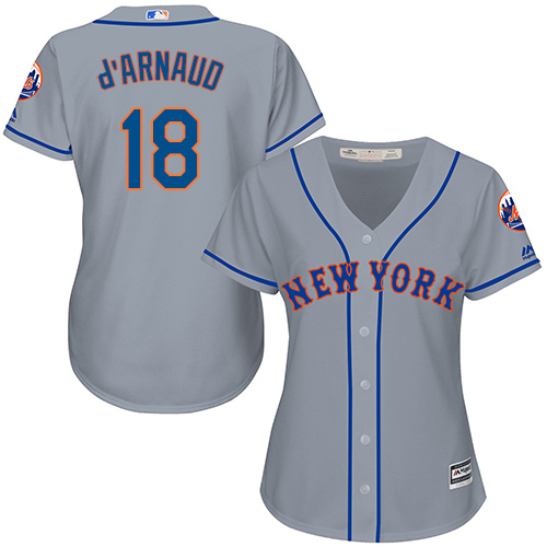 New York Mets #18 Travis dArnaud Grey Road Womens Stitched MLB Jersey New York Mets #18 Travis dArnaud Grey Road Womens Stitched MLB Jersey