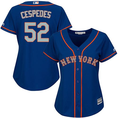 New York Mets #52 Yoenis Cespedes Blue(Grey NO.) Alternate Womens Stitched MLB Jersey New York Mets #52 Yoenis Cespedes Blue(Grey NO.) Alternate Womens Stitched MLB Jersey