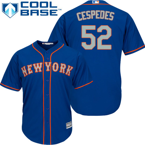 New York Mets #52 Yoenis Cespedes Blue(Grey NO.) Cool Base Stitched Youth MLB Jersey New York Mets #52 Yoenis Cespedes Blue(Grey NO.) Cool Base Stitched Youth MLB Jersey