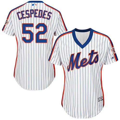New York Mets #52 Yoenis Cespedes White(Blue Strip) Alternate Womens Stitched MLB Jersey New York Mets #52 Yoenis Cespedes White(Blue Strip) Alternate Womens Stitched MLB Jersey