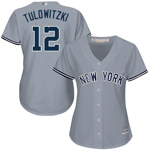New York Yankees #12 Troy Tulowitzki Grey Road Womens Stitched MLB Jersey New York Yankees #12 Troy Tulowitzki Grey Road Womens Stitched MLB Jersey